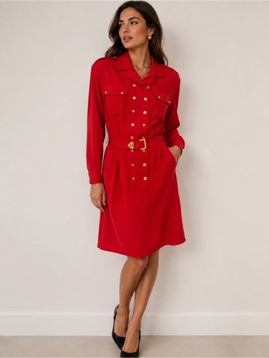 CHANEL Dresses & Skirts - Authentic CHANEL Spring 1989 Karl Lagerfeld red belt dress vintage size 36